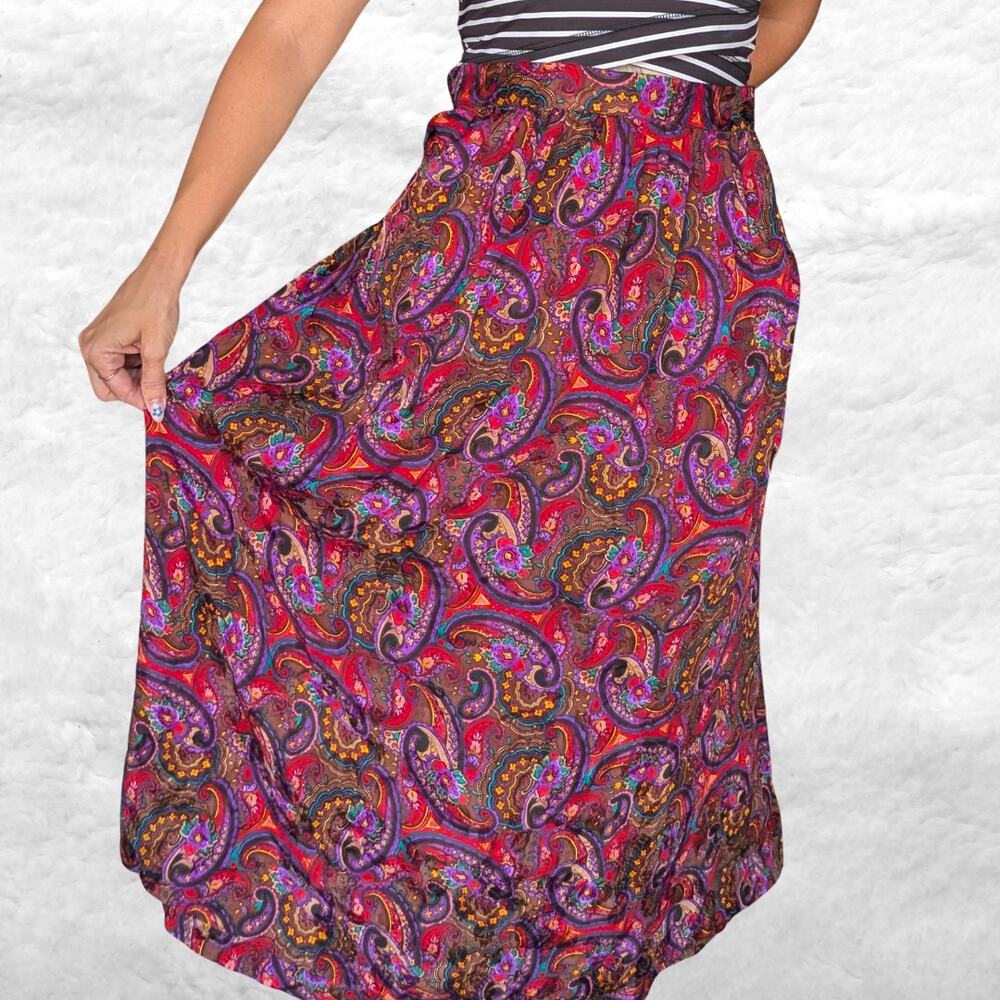 vintage silk Oscar de la Renta paisley maxi skirt